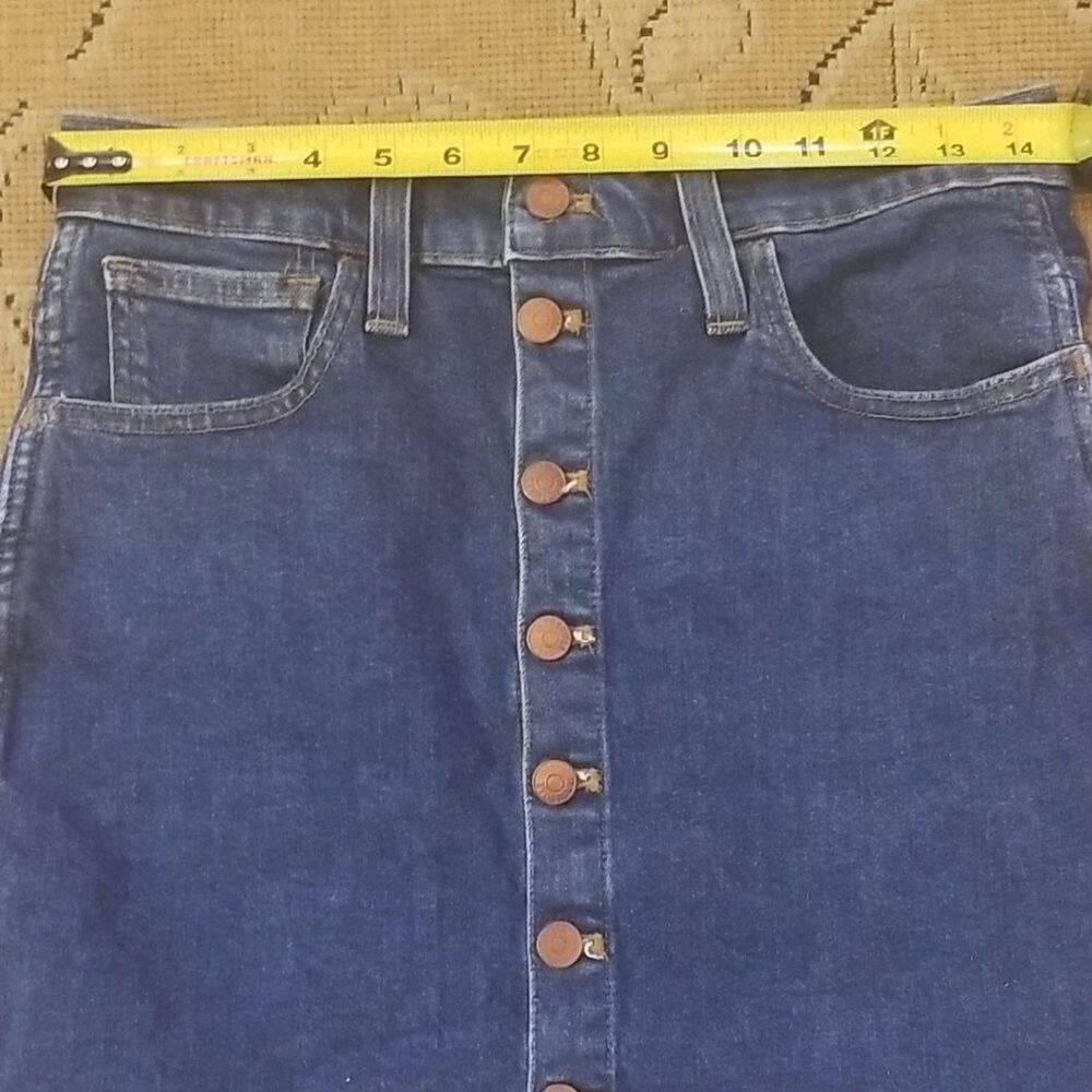 Madewell Denim Mini Skirt Button Front Dark Wash High Waisted Sz 25 NWOT Boho - Picture 3 of 6